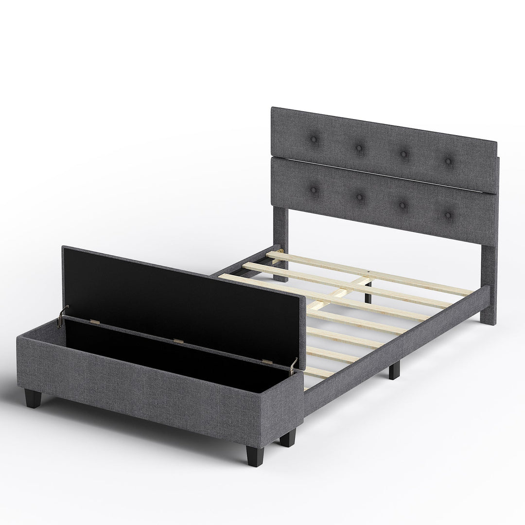 Full/Queen/Twin Upholstered Bed Frame with Ottoman Storage