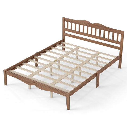 Full/Queen Platform Bed Frame with Scalloped Headboard