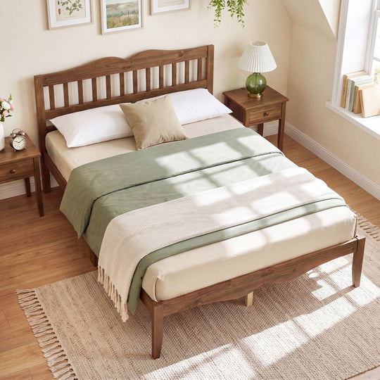 Full/Queen Platform Bed Frame with Scalloped Headboard
