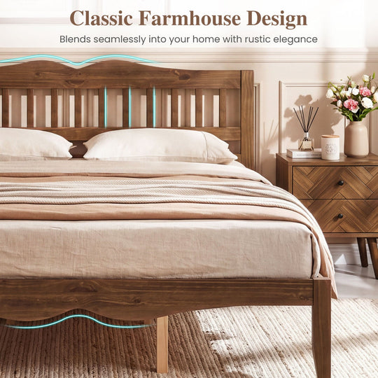 Full/Queen Platform Bed Frame with Scalloped Headboard