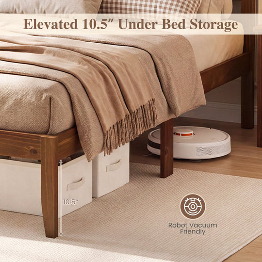 Full/Queen Platform Bed Frame with Scalloped Headboard