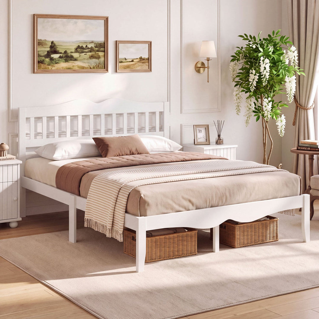 Full/Queen Platform Bed Frame with Scalloped Headboard