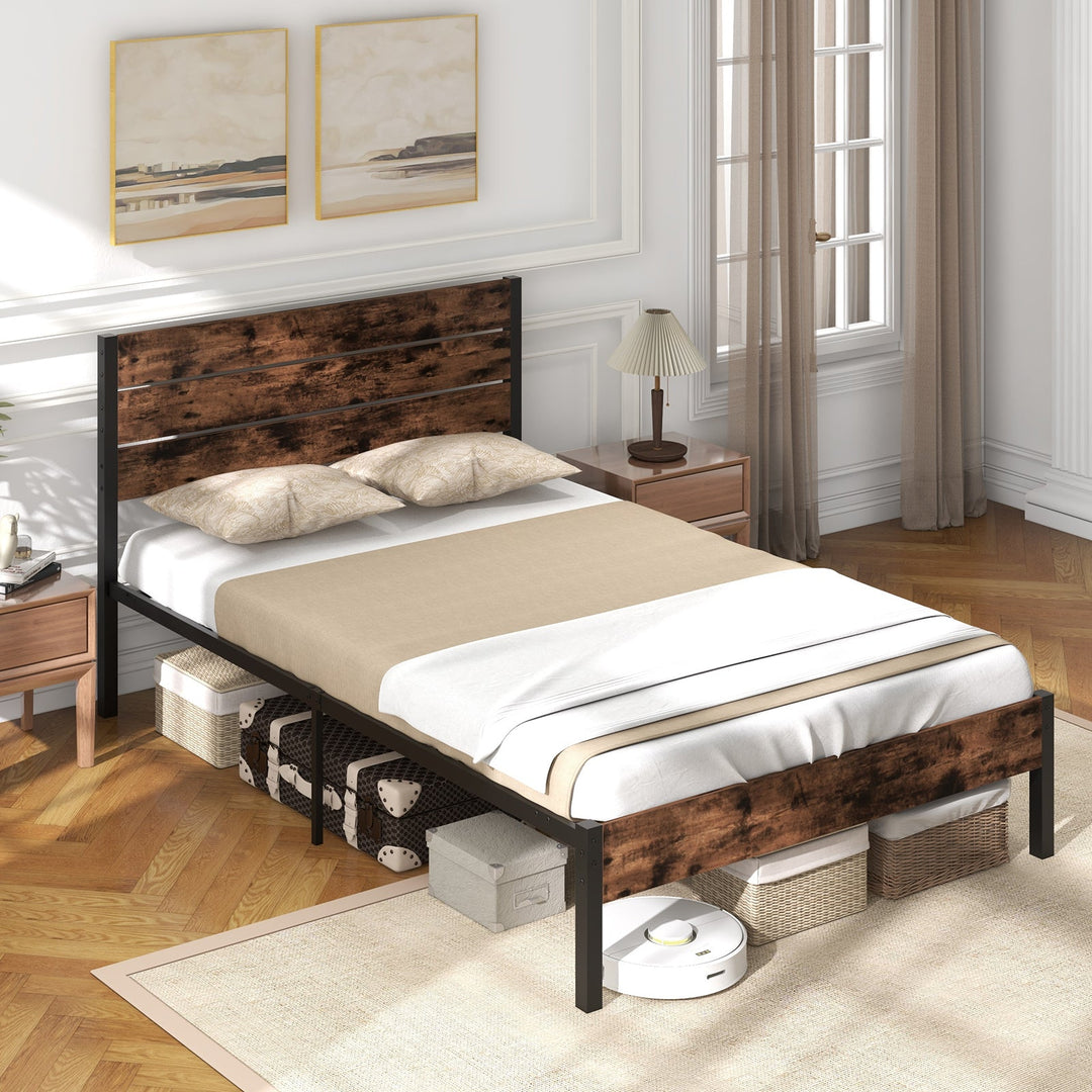 Full/King/Queen/Twin Size Bed Frame with High Headboard and Mute Bar