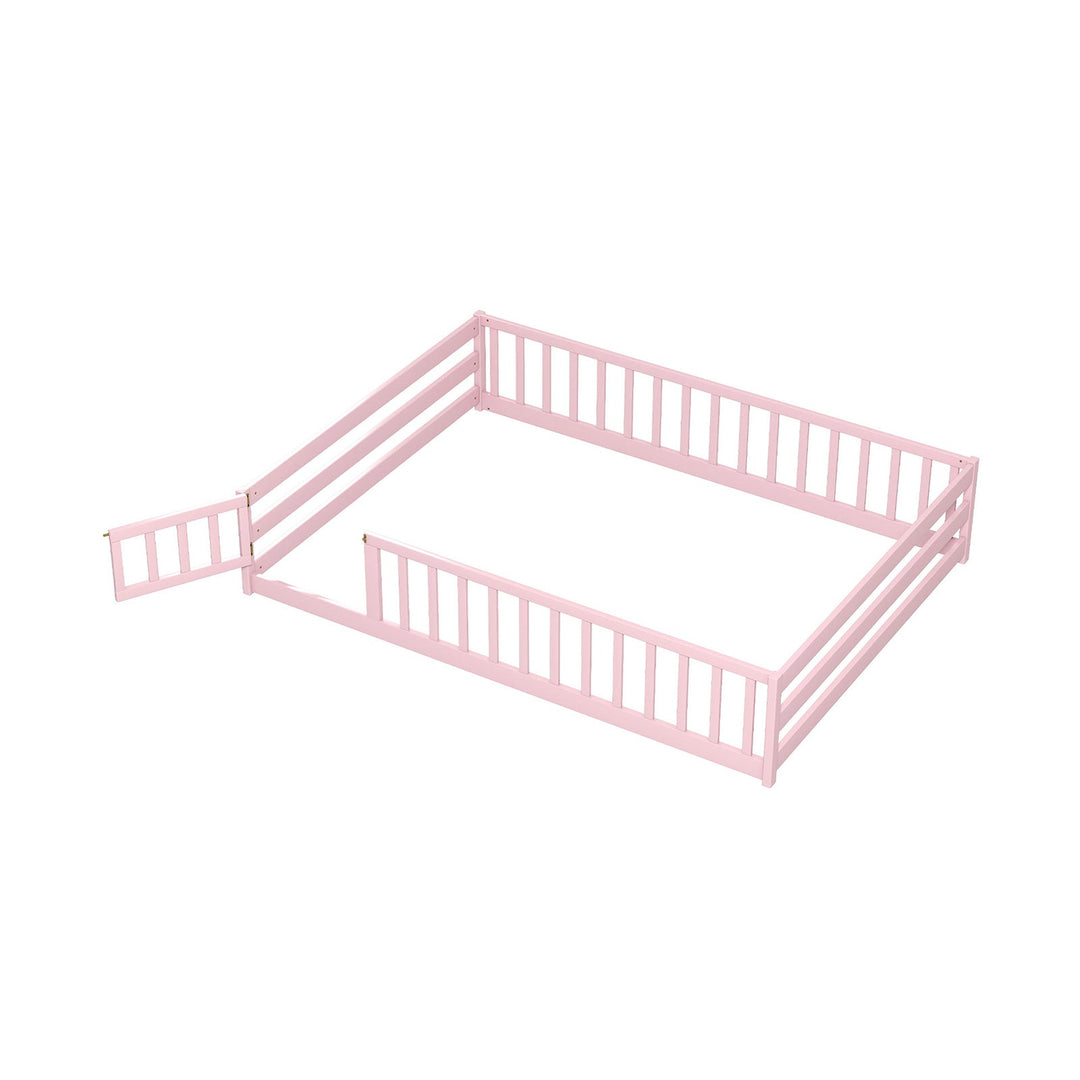 Full Size Floor Bed with Full Length Safety Guardrails