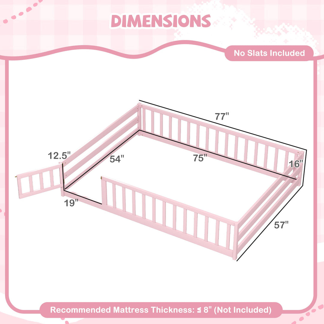 Full Size Floor Bed with Full Length Safety Guardrails