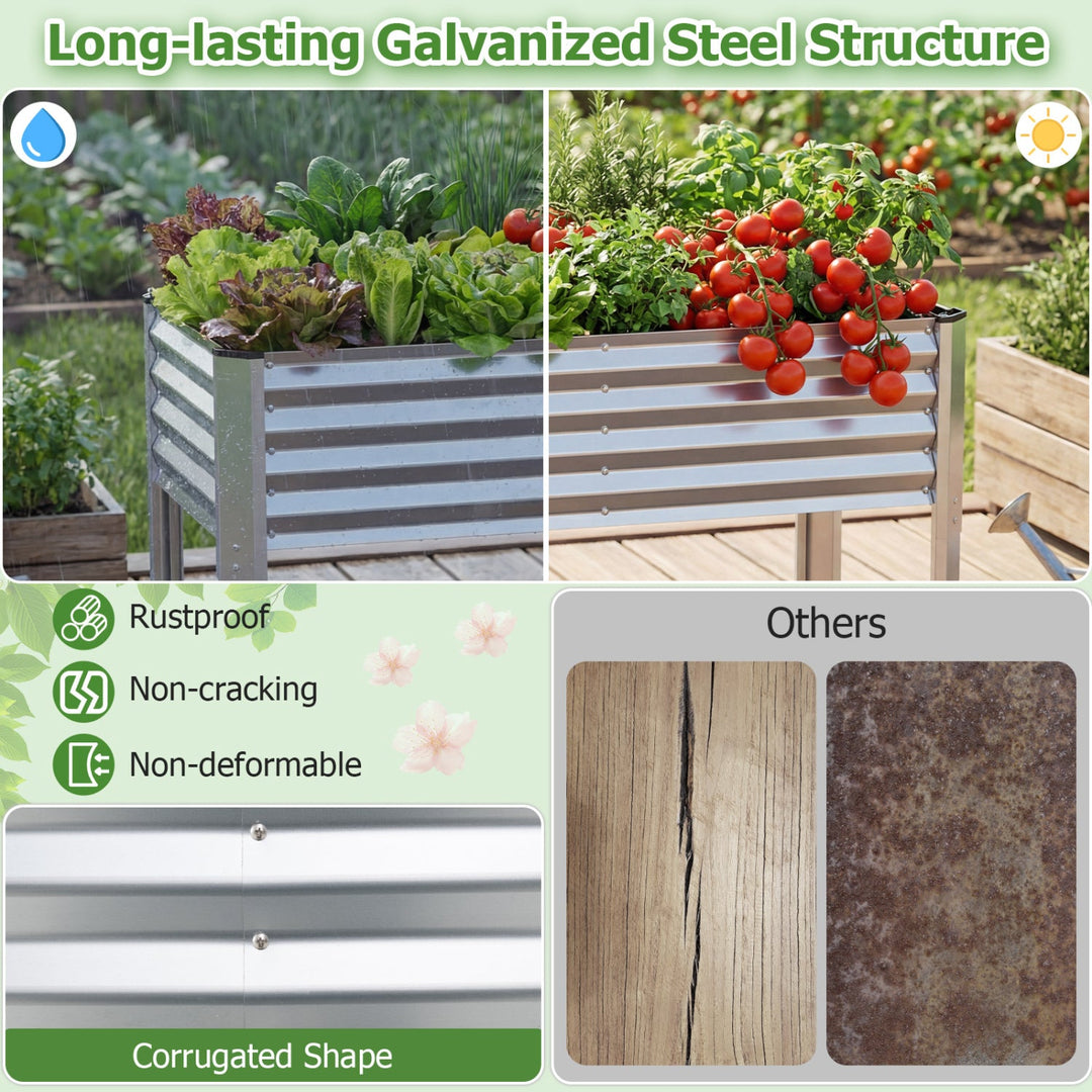 Galvanized Raised Garden Bed with Legs 46" x 24" x 31" Metal Elevated Planter Box