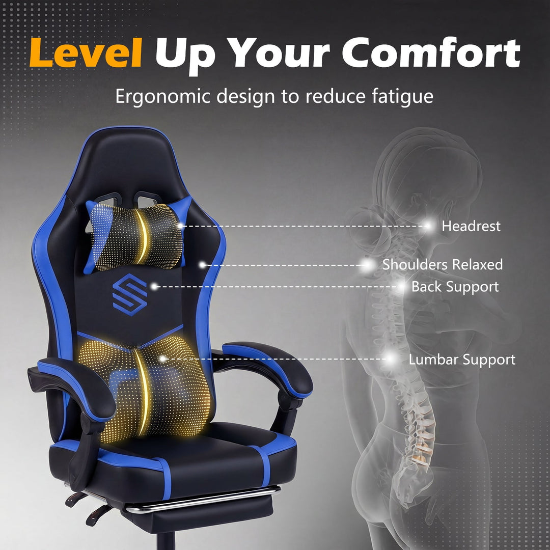 Gaming Chair Height Adjustable Computer Chair with Headrest Ergonomic Office Task Chair