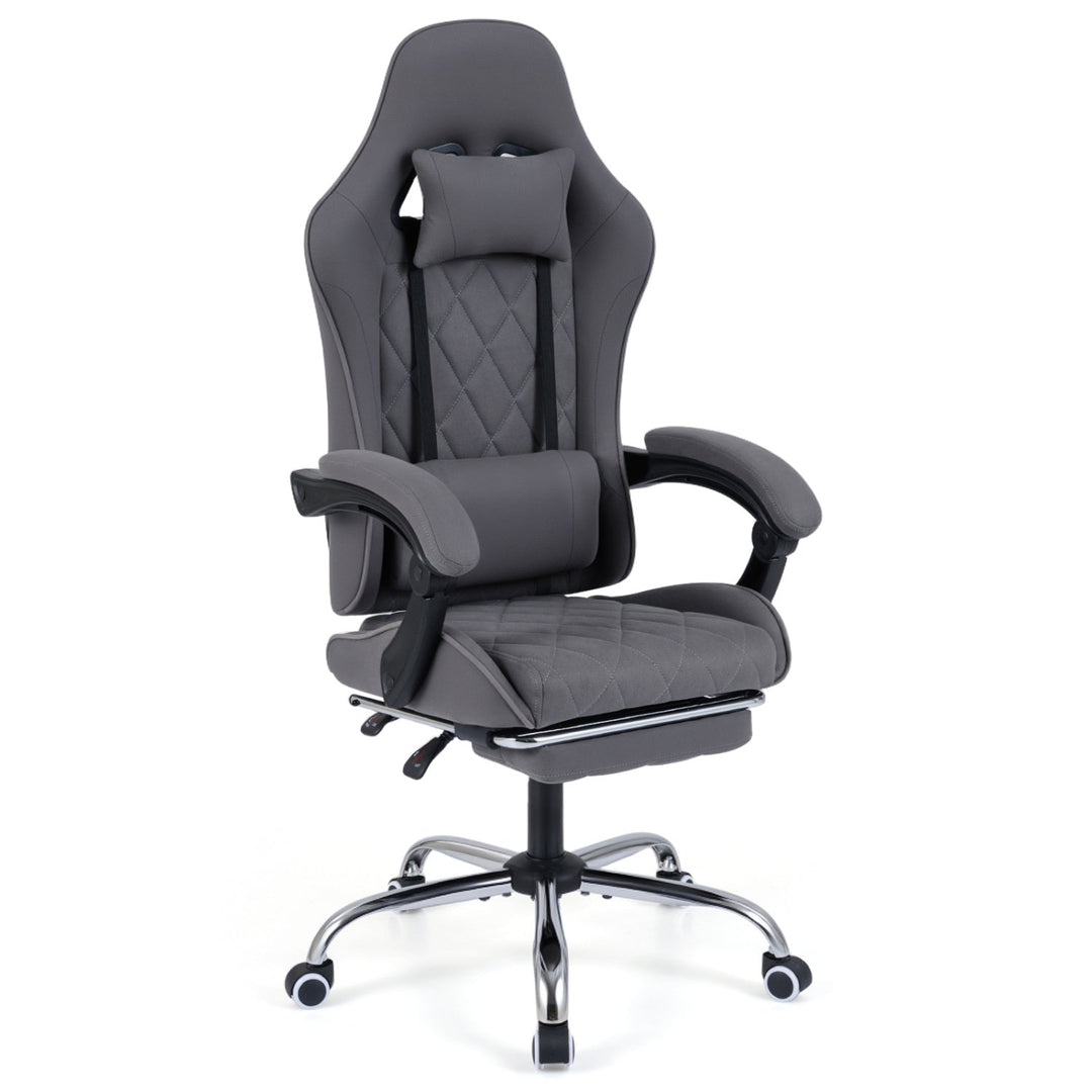 Gaming Chair Height Adjustable Computer Chair with Headrest and Lumbar Support-Gray
