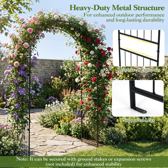 Garden Arch 87 Inches Tall Heavy Duty Metal Arbor Trellis Archway for Climbing Plants