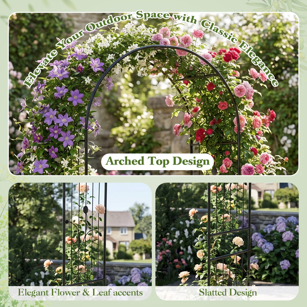 Garden Arch 87 Inches Tall Heavy Duty Metal Arbor Trellis Archway for Climbing Plants