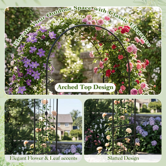 Garden Arch 87 Inches Tall Heavy Duty Metal Arbor Trellis Archway for Climbing Plants