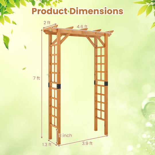 7/7.5 Feet Garden Arch Wooden Arbor Outdoor Wood Trellis for Climbing Plants
