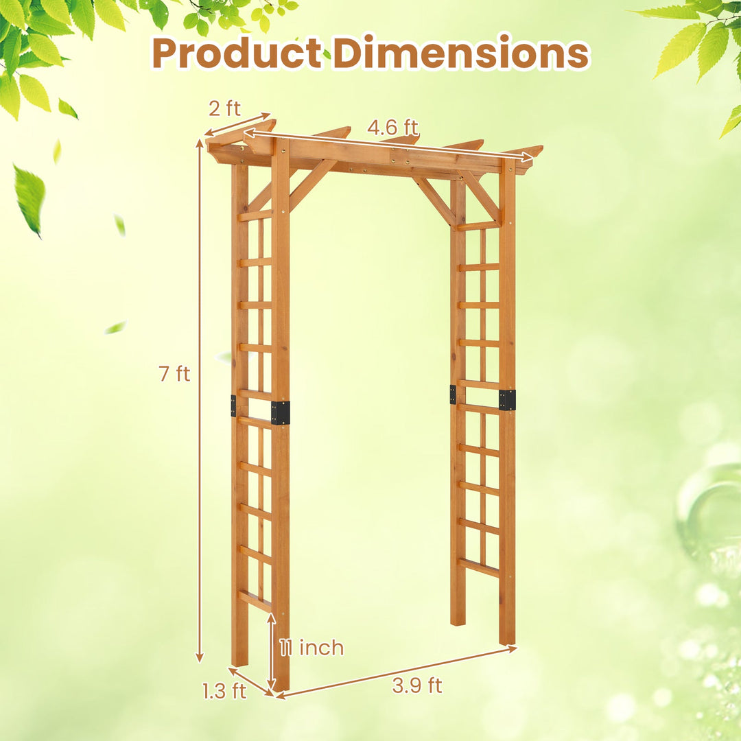 7/7.5 Feet Garden Arch Wooden Arbor Outdoor Wood Trellis for Climbing Plants