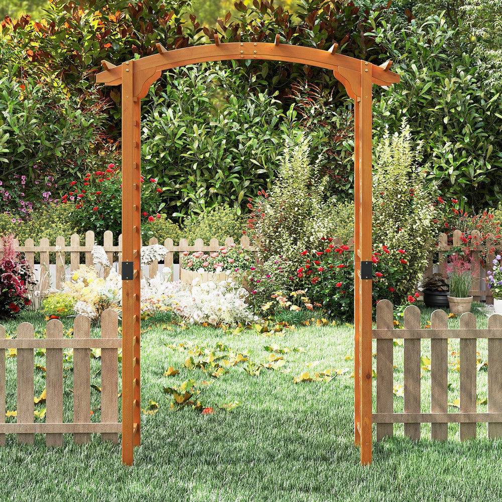 7/7.5 Feet Garden Arch Wooden Arbor Outdoor Wood Trellis for Climbing Plants