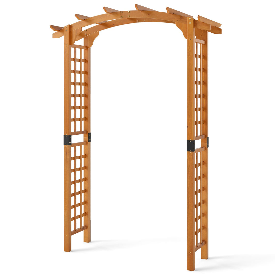 7/7.5 Feet Garden Arch Wooden Arbor Outdoor Wood Trellis for Climbing Plants