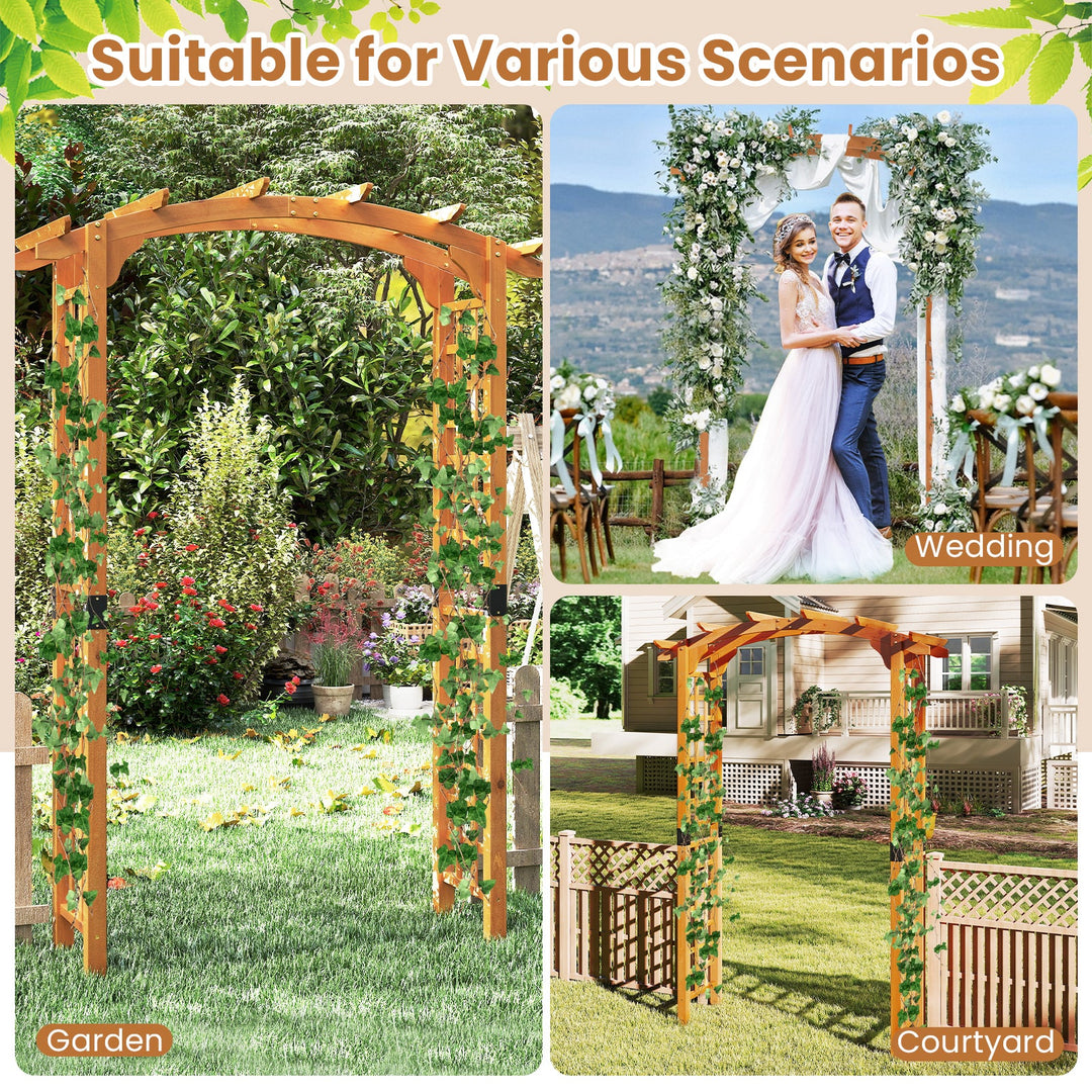 7/7.5 Feet Garden Arch Wooden Arbor Outdoor Wood Trellis for Climbing Plants