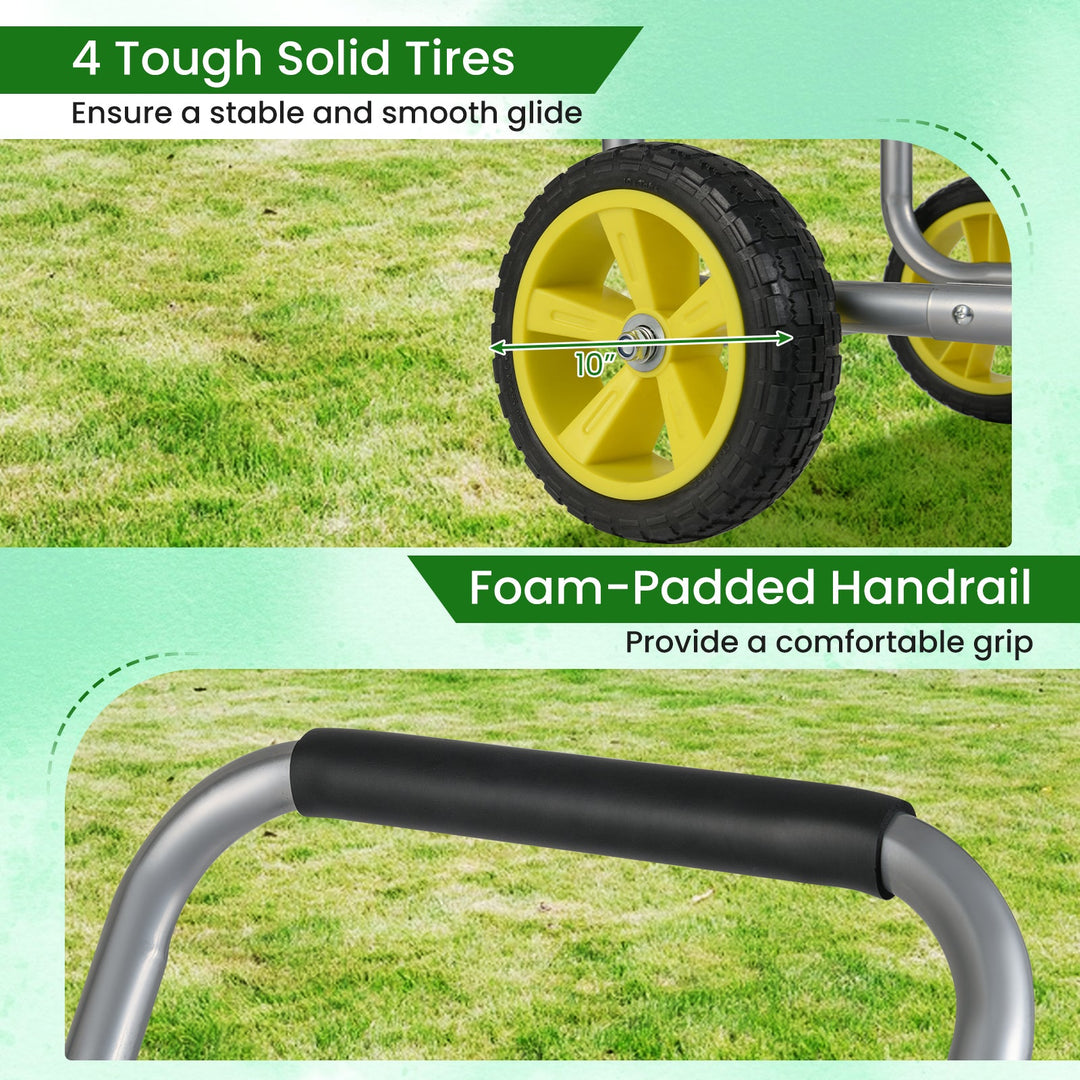 Garden Hose Reel Cart Metal Hose Cart with 4 Wheels and Storage Basket
