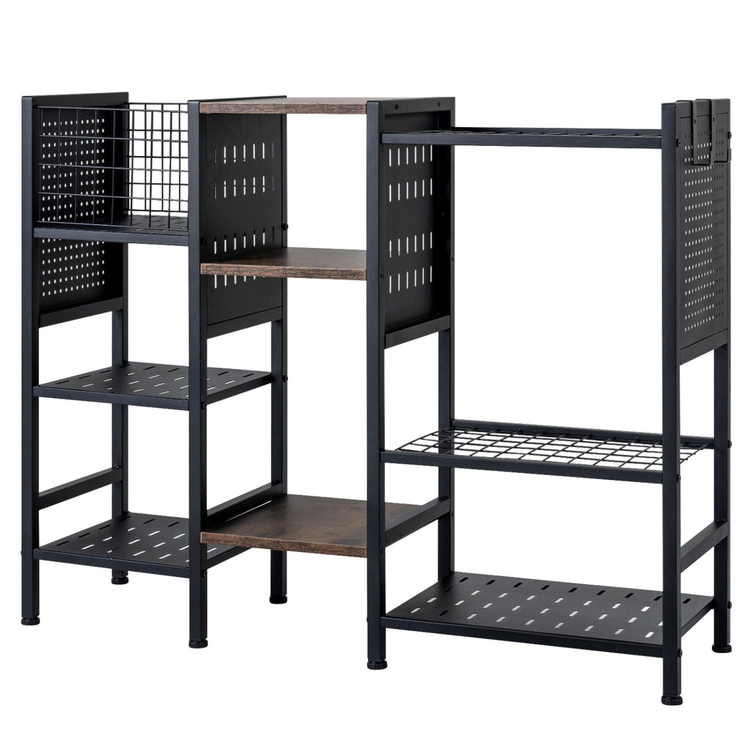 Garden Tool Organizer with Wooden Shelves for Garage and Shed