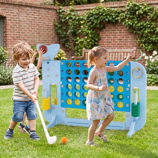 Giant 4-to-Score Game Set Jumbo Connect Four Game with Ring-toss