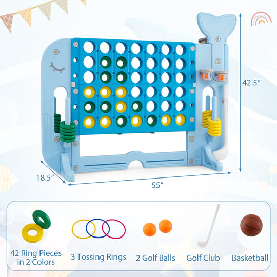 Giant 4-to-Score Game Set Jumbo Connect Four Game with Ring-toss