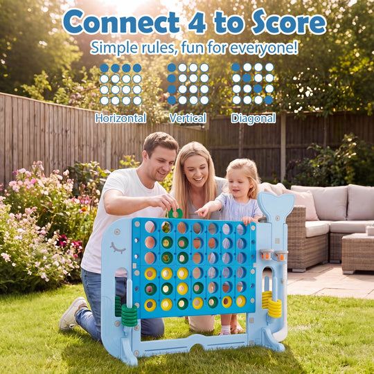 Giant 4-to-Score Game Set Jumbo Connect Four Game with Ring-toss