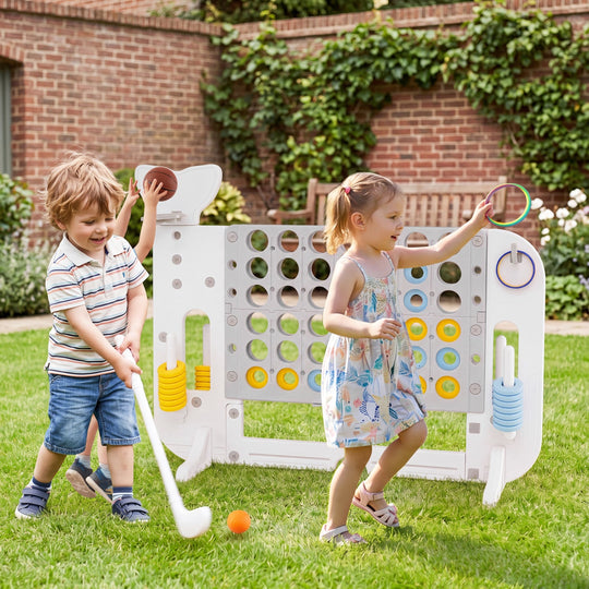 Giant 4-to-Score Game Set Jumbo Connect Four Game with Ring-toss