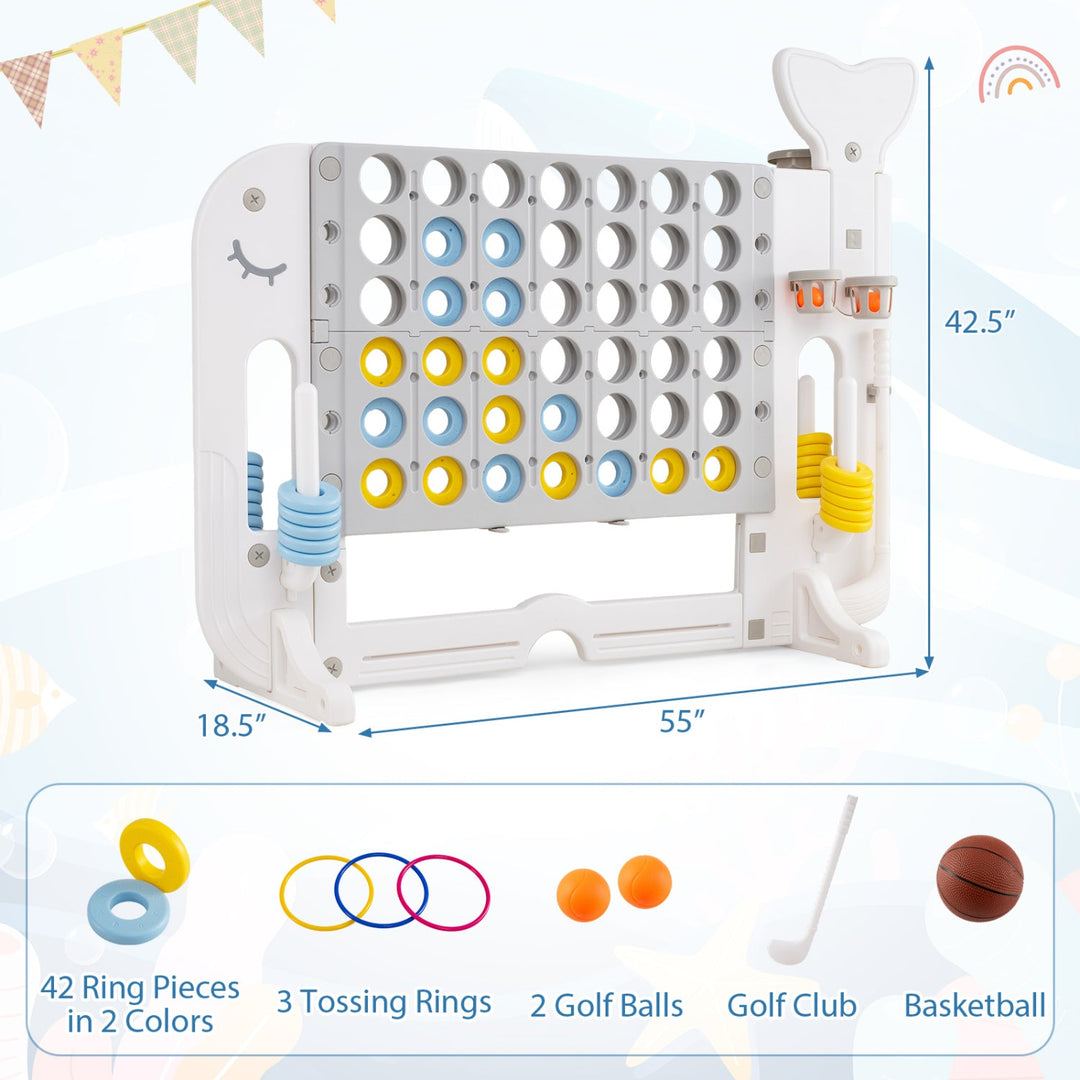 Giant 4-to-Score Game Set Jumbo Connect Four Game with Ring-toss