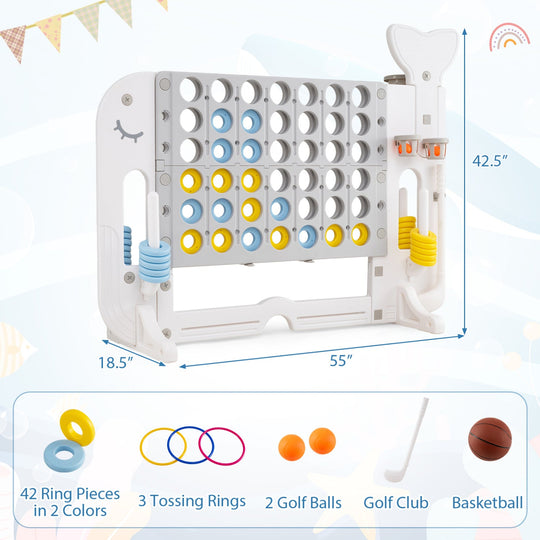 Giant 4-to-Score Game Set Jumbo Connect Four Game with Ring-toss