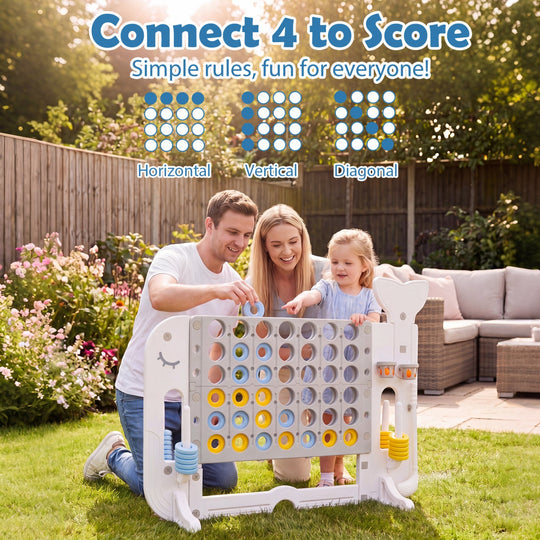 Giant 4-to-Score Game Set Jumbo Connect Four Game with Ring-toss