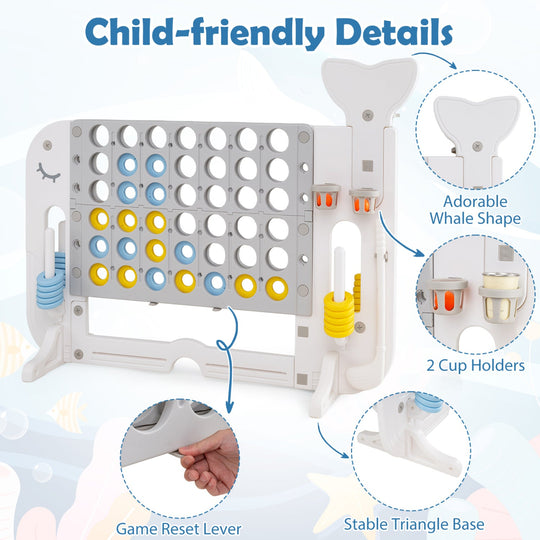 Giant 4-to-Score Game Set Jumbo Connect Four Game with Ring-toss
