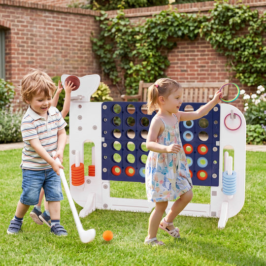 Giant 4-to-Score Game Set Jumbo Connect Four Game with Ring-toss