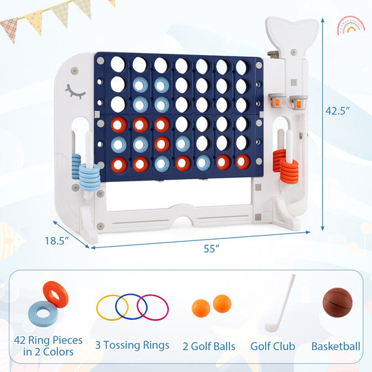 Giant 4-to-Score Game Set Jumbo Connect Four Game with Ring-toss