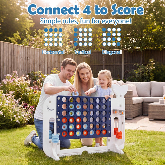 Giant 4-to-Score Game Set Jumbo Connect Four Game with Ring-toss