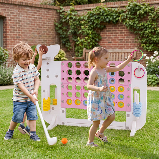 Giant 4-to-Score Game Set Jumbo Connect Four Game with Ring-toss
