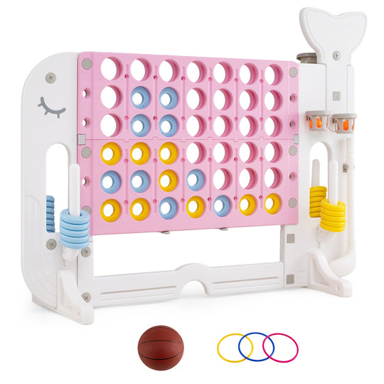 Giant 4-to-Score Game Set Jumbo Connect Four Game with Ring-toss
