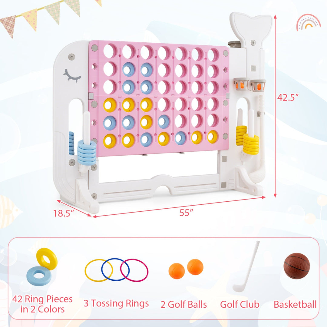 Giant 4-to-Score Game Set Jumbo Connect Four Game with Ring-toss