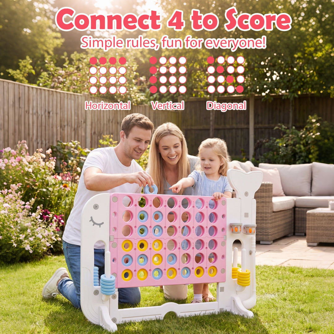 Giant 4-to-Score Game Set Jumbo Connect Four Game with Ring-toss