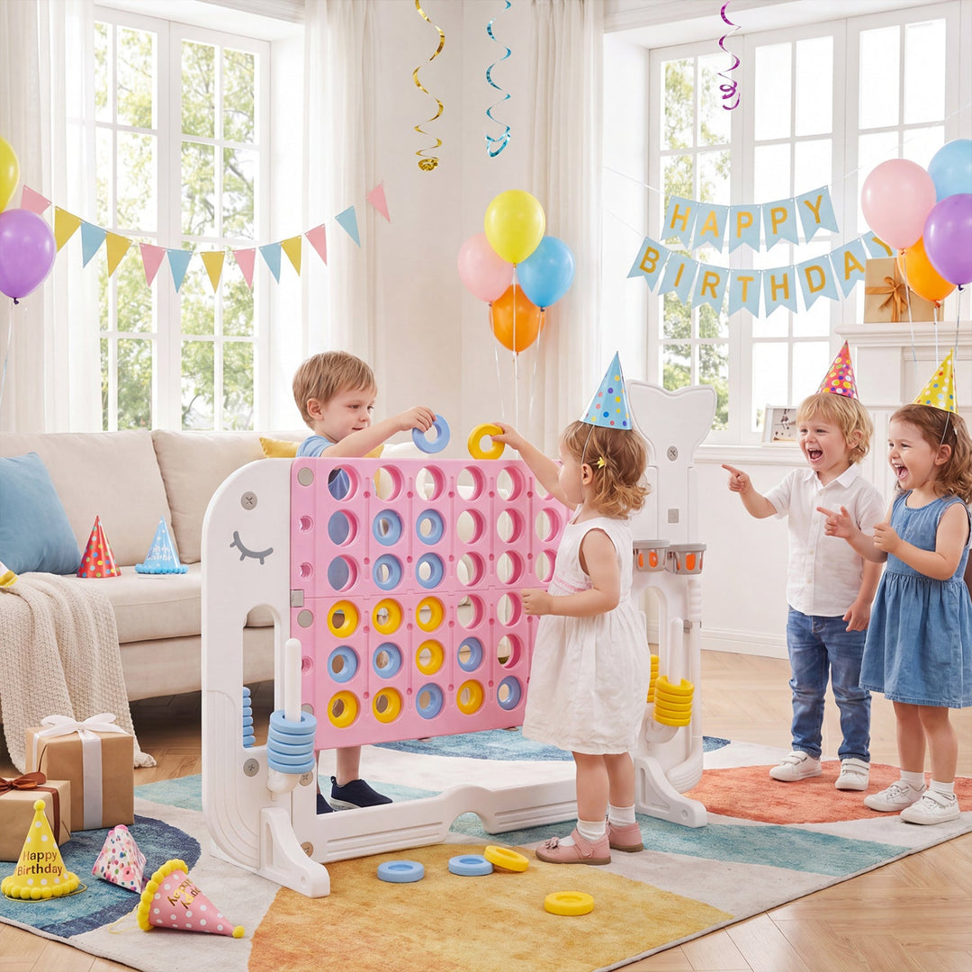 Giant 4-in-a-Row Game Set with Ring Toss and Basketball