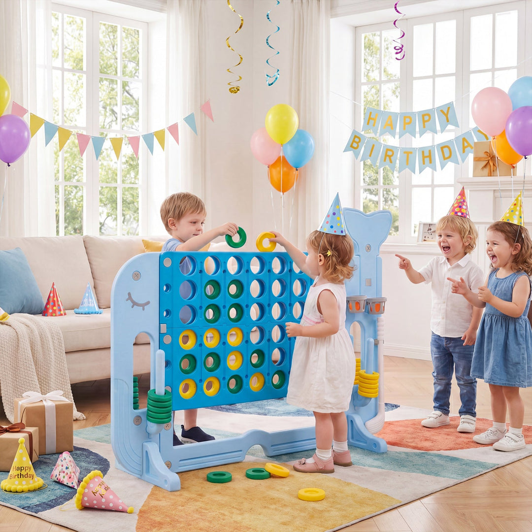 Giant 4-in-a-Row Game Set with Ring Toss and Basketball