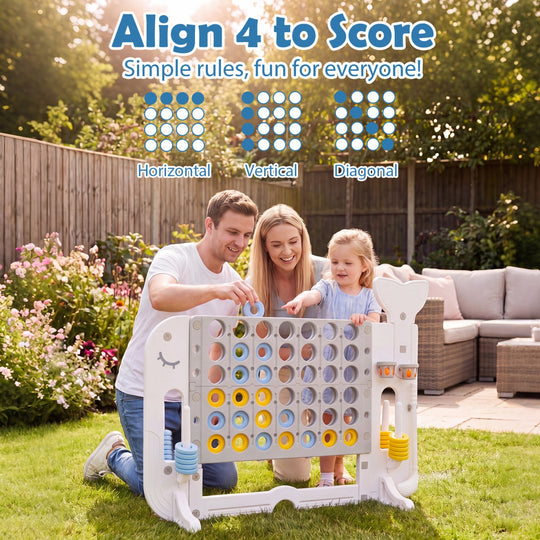 Giant 4-in-a-Row Game Set with Ring Toss and Basketball