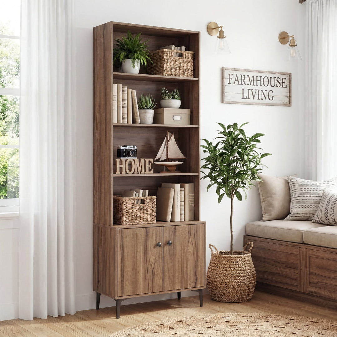 Giantex Bookshelf with Doors and 2 Anti-Tipping Kits for Home Office