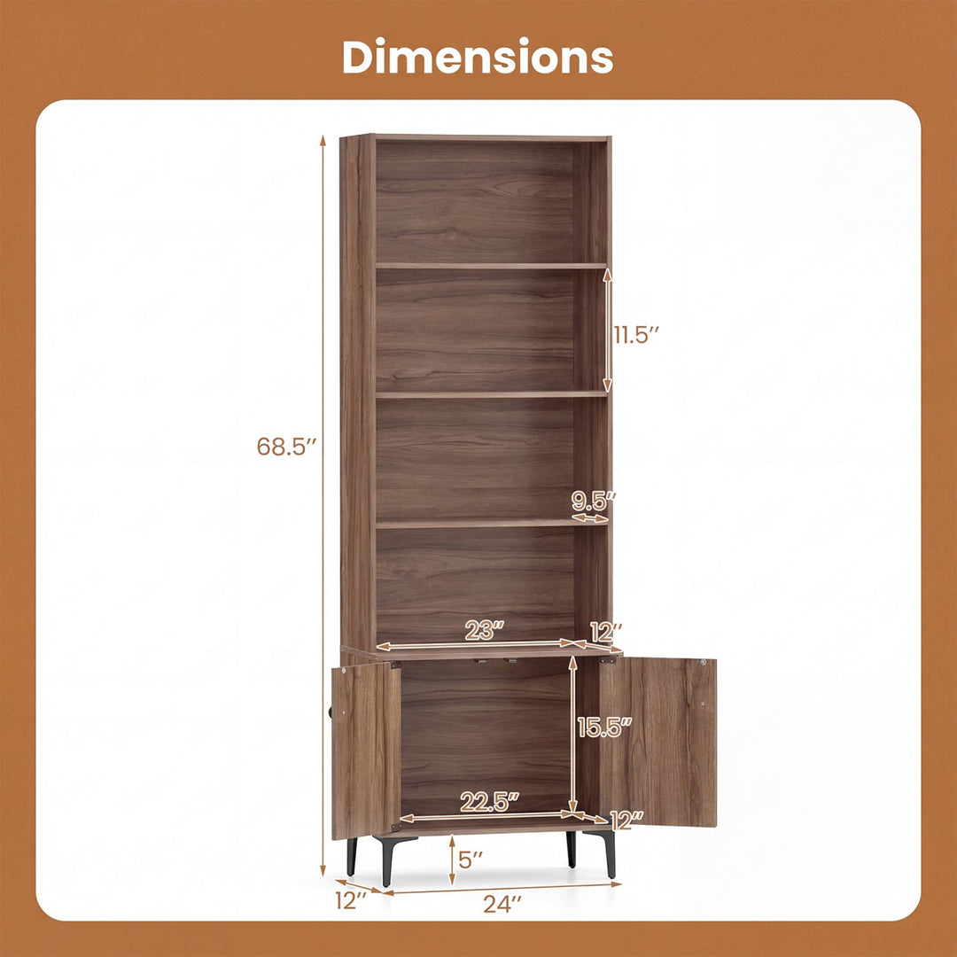 Giantex Bookshelf with Doors and 2 Anti-Tipping Kits for Home Office
