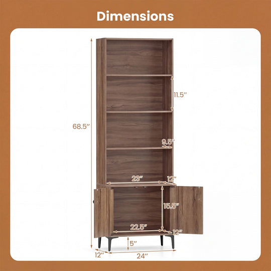 Giantex Bookshelf with Doors and 2 Anti-Tipping Kits for Home Office