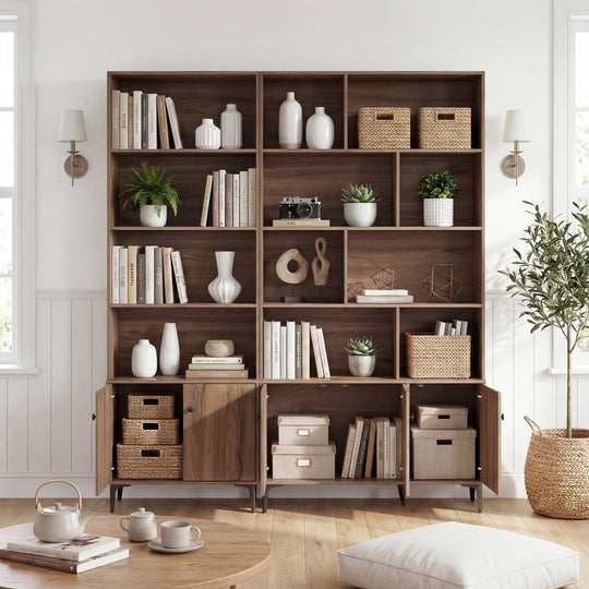 Giantex Bookshelf with Doors and 2 Anti-Tipping Kits for Home Office