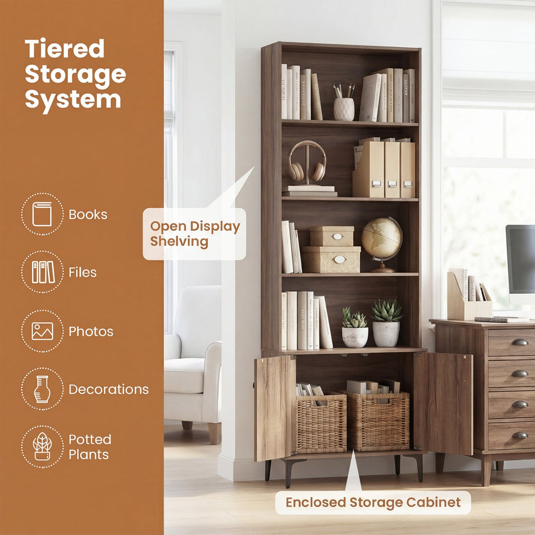 Giantex Bookshelf with Doors and 2 Anti-Tipping Kits for Home Office