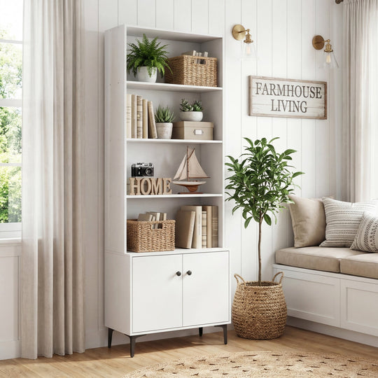 Giantex Bookshelf with Doors and 2 Anti-Tipping Kits for Home Office