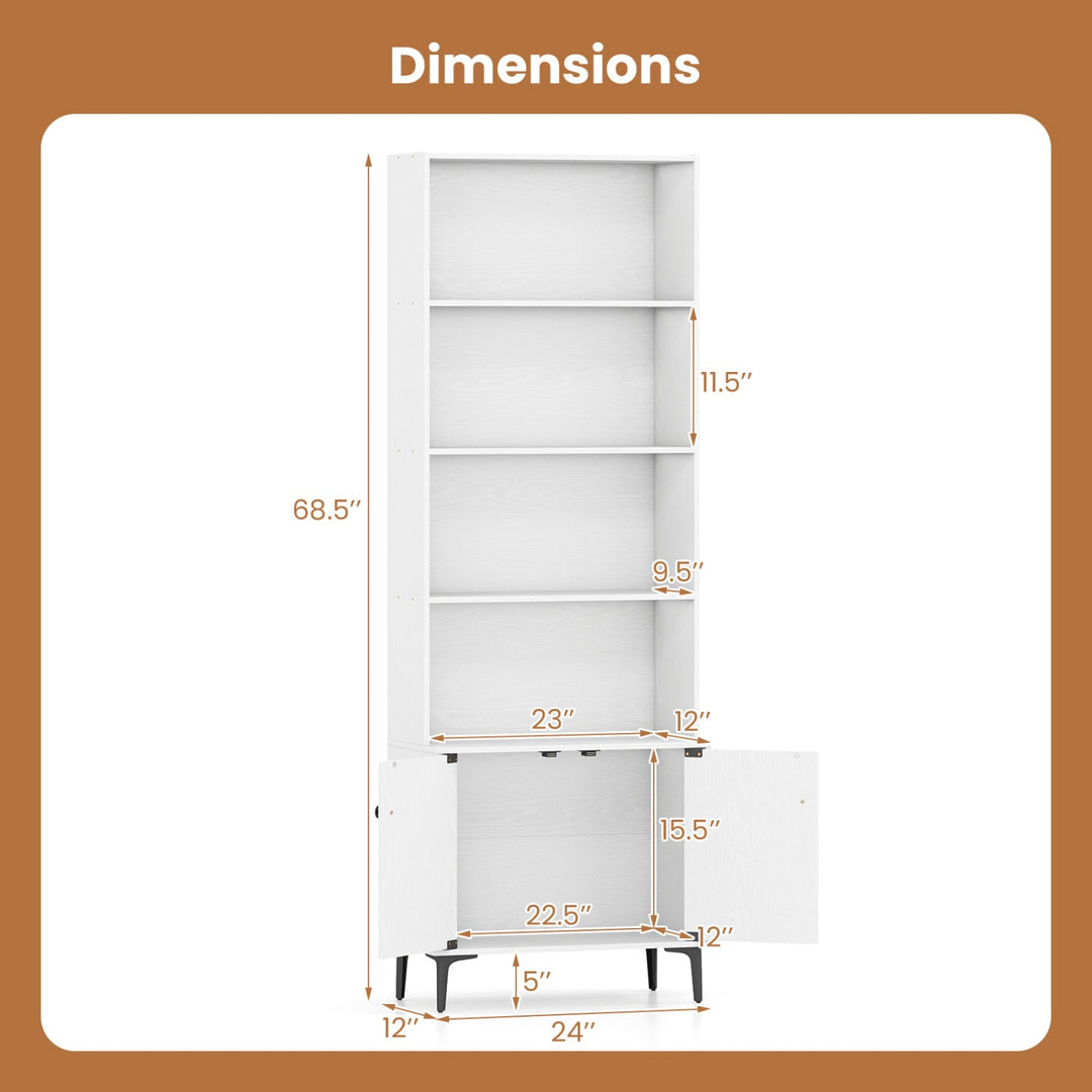Giantex Bookshelf with Doors and 2 Anti-Tipping Kits for Home Office