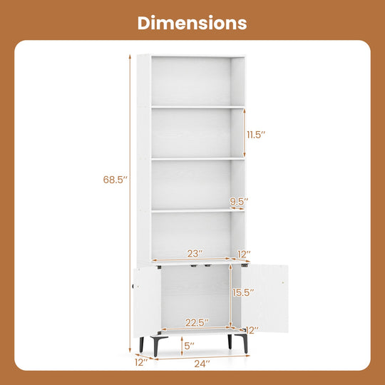 Giantex Bookshelf with Doors and 2 Anti-Tipping Kits for Home Office