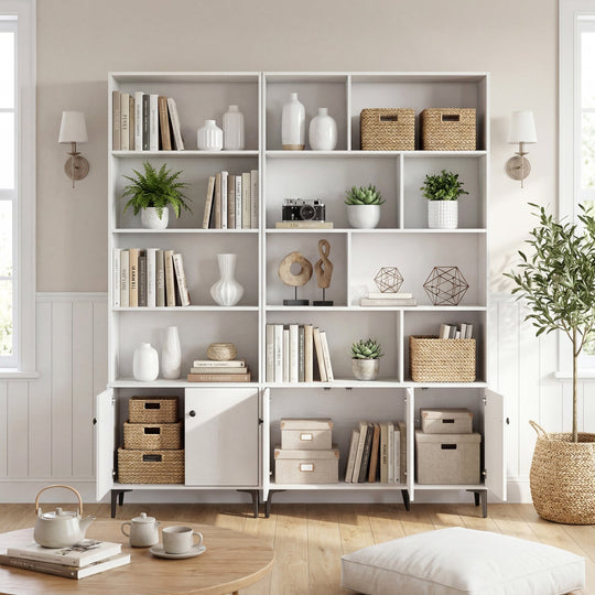 Giantex Bookshelf with Doors and 2 Anti-Tipping Kits for Home Office