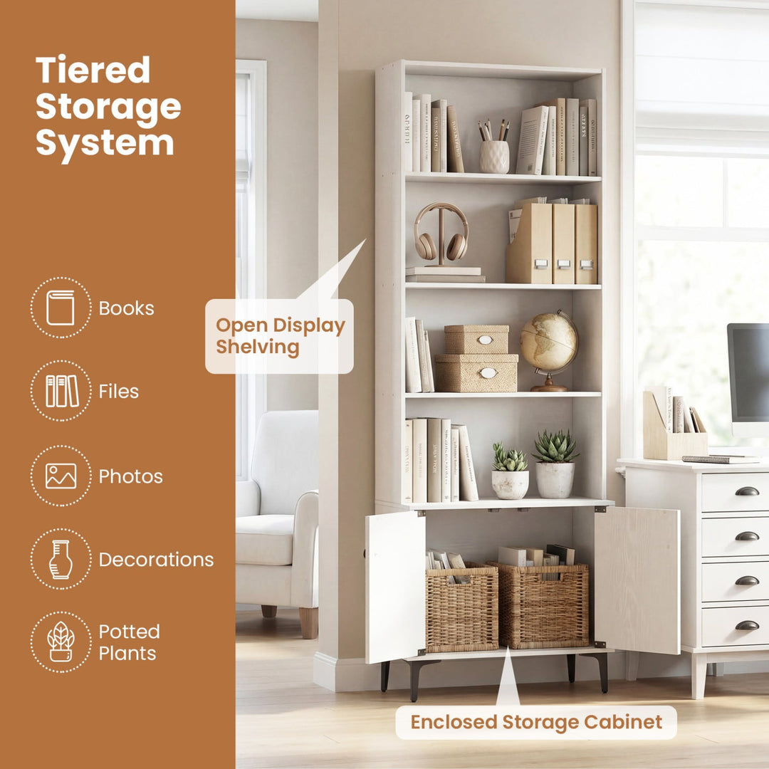 Giantex Bookshelf with Doors and 2 Anti-Tipping Kits for Home Office